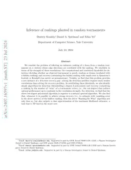 Inference of rankings planted in random tournaments