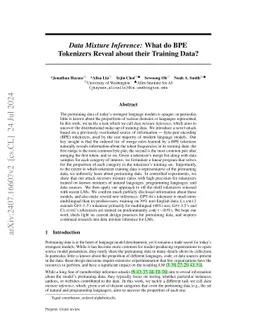 Data Mixture Inference: What do BPE Tokenizers Reveal about their
  Training Data?