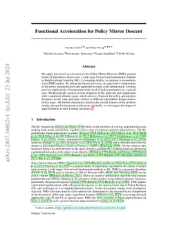 Functional Acceleration for Policy Mirror Descent