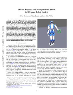 Motion Accuracy and Computational Effort in QP-based Robot Control