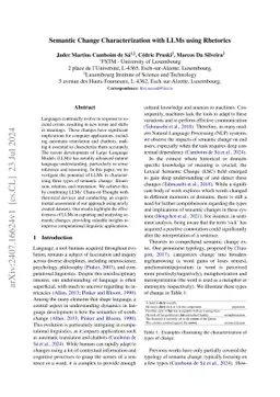 Semantic Change Characterization with LLMs using Rhetorics