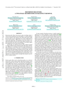 Distortion Recovery: A Two-Stage Method for Guitar Effect Removal