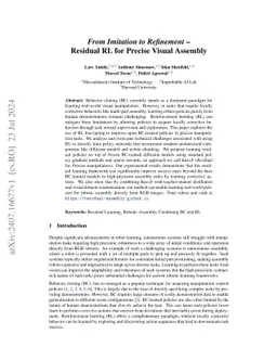 From Imitation to Refinement -- Residual RL for Precise Visual Assembly