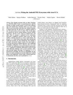 Aster: Fixing the Android TEE Ecosystem with Arm CCA