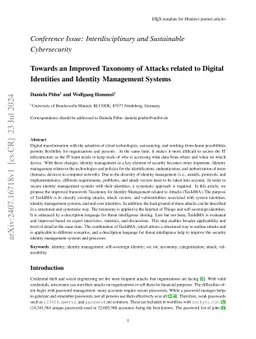 Towards an Improved Taxonomy of Attacks related to Digital Identities
  and Identity Management Systems