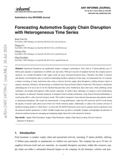 Forecasting Automotive Supply Chain Shortfalls with Heterogeneous Time Series