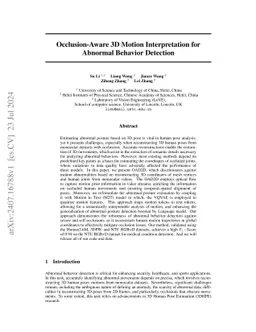 Occlusion-Aware 3D Motion Interpretation for Abnormal Behavior Detection