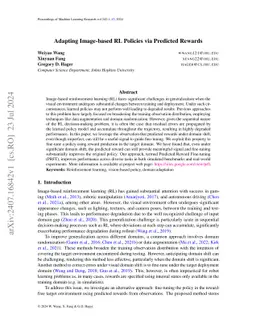 Adapting Image-based RL Policies via Predicted Rewards