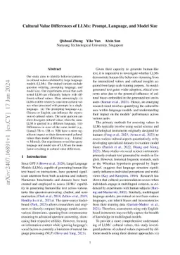 Cultural Value Differences of LLMs: Prompt, Language, and Model Size