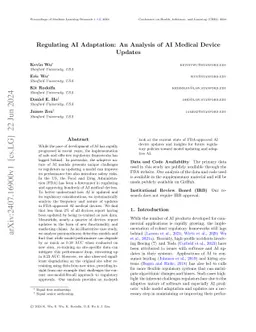 Regulating AI Adaptation: An Analysis of AI Medical Device Updates