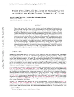 Cross-Domain Policy Transfer by Representation Alignment via
  Multi-Domain Behavioral Cloning