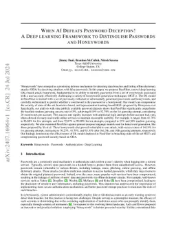 When AI Defeats Password Deception! A Deep Learning Framework to
  Distinguish Passwords and Honeywords