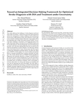 Toward an Integrated Decision Making Framework for Optimized Stroke
  Diagnosis with DSA and Treatment under Uncertainty
