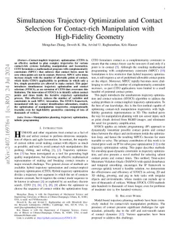 Simultaneous Trajectory Optimization and Contact Selection for
  Contact-rich Manipulation with High-Fidelity Geometry