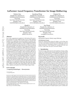 LoFormer: Local Frequency Transformer for Image Deblurring