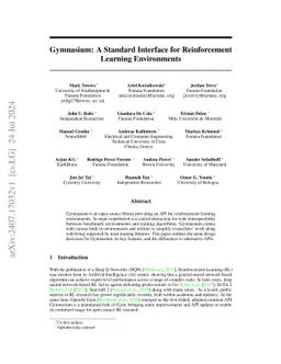 Gymnasium: A Standard Interface for Reinforcement Learning Environments