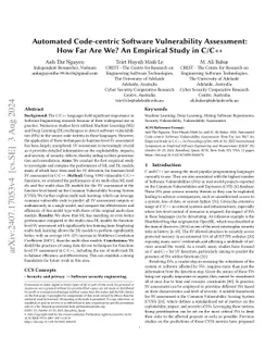 Automated Code-centric Software Vulnerability Assessment: How Far Are
  We? An Empirical Study in C/C++