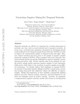 Curriculum Negative Mining For Temporal Networks