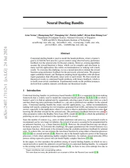 Neural Dueling Bandits: Preference-Based Optimization with Human Feedback