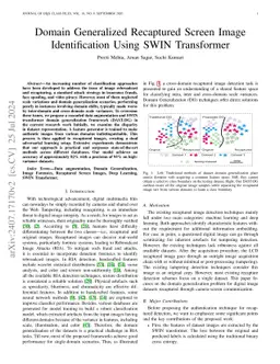 Domain Generalized Recaptured Screen Image Identification Using SWIN
  Transformer