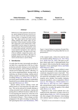 Speech Editing -- a Summary