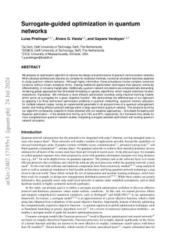 Surrogate-guided optimization in quantum networks