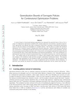 Generalization Bounds of Surrogate Policies for Combinatorial Optimization Problems