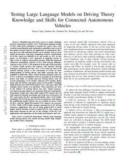 Testing Large Language Models on Driving Theory Knowledge and Skills for
  Connected Autonomous Vehicles