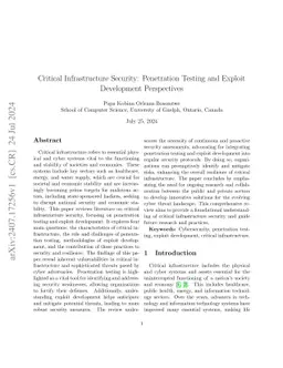 Critical Infrastructure Security: Penetration Testing and Exploit
  Development Perspectives