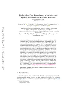 Embedding-Free Transformer with Inference Spatial Reduction for
  Efficient Semantic Segmentation