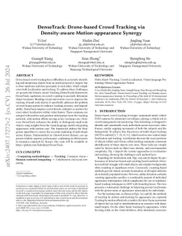 DenseTrack: Drone-based Crowd Tracking via Density-aware
  Motion-appearance Synergy