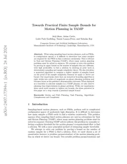 Towards Practical Finite Sample Bounds for Motion Planning in TAMP