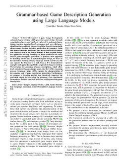Grammar-based Game Description Generation using Large Language Models