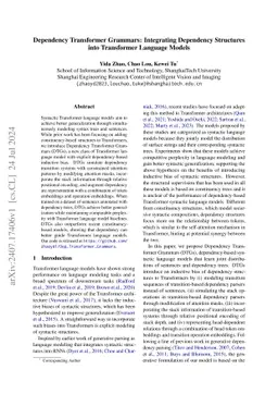 Dependency Transformer Grammars: Integrating Dependency Structures into
  Transformer Language Models