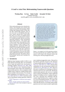 I Could've Asked That: Reformulating Unanswerable Questions