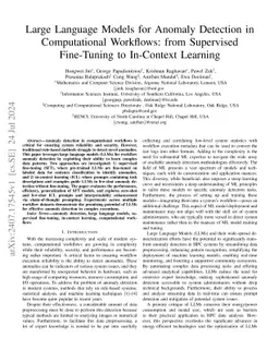 Large Language Models for Anomaly Detection in Computational Workflows:
  from Supervised Fine-Tuning to In-Context Learning