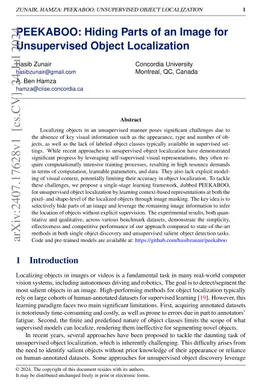 PEEKABOO: Hiding parts of an image for unsupervised object localization