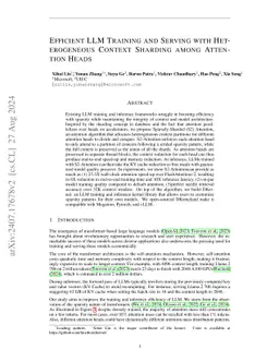 Efficient LLM Training and Serving with Heterogeneous Context Sharding
  among Attention Heads