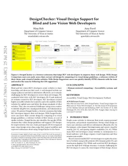 DesignChecker: Visual Design Support for Blind and Low Vision Web
  Developers