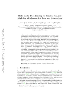 Multi-modal Data Binding for Survival Analysis Modeling with Incomplete
  Data and Annotations