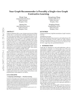 Your Graph Recommender is Provably a Single-view Graph Contrastive
  Learning