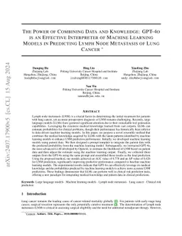The Power of Combining Data and Knowledge: GPT-4o is an Effective
  Interpreter of Machine Learning Models in Predicting Lymph Node Metastasis of
  Lung Cancer