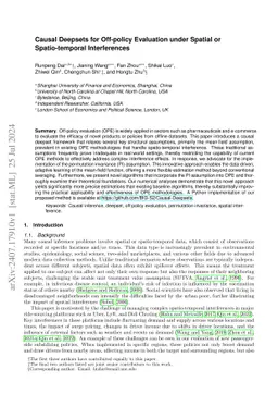 Causal Deepsets for Off-policy Evaluation under Spatial or
  Spatio-temporal Interferences