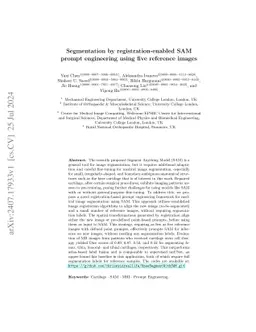 Segmentation by registration-enabled SAM prompt engineering using five
  reference images