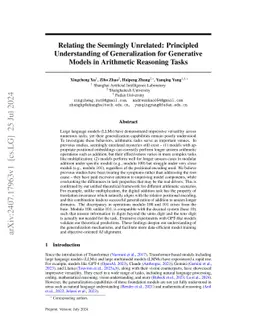 Principled Understanding of Generalization for Generative Transformer Models in Arithmetic Reasoning Tasks