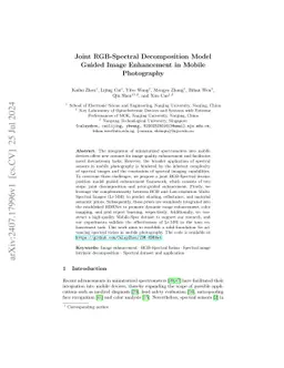 Joint RGB-Spectral Decomposition Model Guided Image Enhancement in
  Mobile Photography