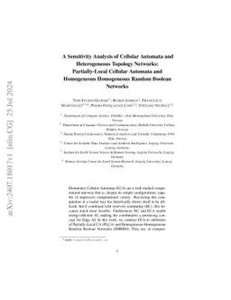 A Sensitivity Analysis of Cellular Automata and Heterogeneous Topology
  Networks: Partially-Local Cellular Automata and Homogeneous Homogeneous
  Random Boolean Networks