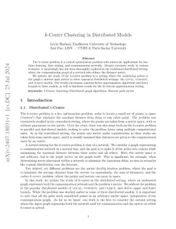 $k$-Center Clustering in Distributed Models