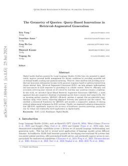 The Geometry of Queries: Query-Based Innovations in Retrieval-Augmented Generation for Healthcare QA
