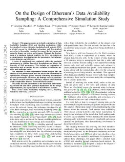 On the Design of Ethereum Data Availability Sampling: A Comprehensive
  Simulation Study